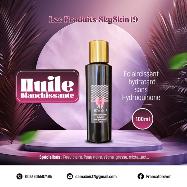 Huile Blanchissante - Eclaircissante sans hydroquinone aux extraits naturels - 100 ml